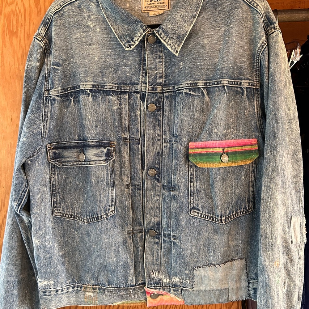Polo by Ralph Lauren Denim Jacket with Colorful Patchwork